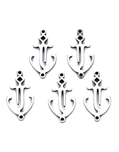 Ancla. Acero inoxidable. Color plateado. 21x11x1 milímetros. 1,2 mm perforación. 1 unidad.