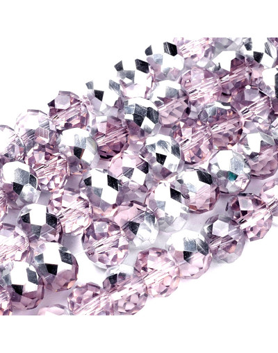 Rondelle faceteado. 8x6 milímetros. PINK PLATED. 1 mm perforación. 70 uds hilo (aproximado).