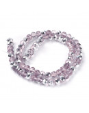 Rondelle faceteado. 8x6 milímetros. PINK PLATED. 1 mm perforación. 70 uds hilo (aproximado).