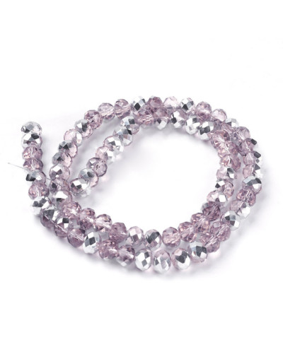 Rondelle faceteado. 8x6 milímetros. PINK PLATED. 1 mm perforación. 70 uds hilo (aproximado).
