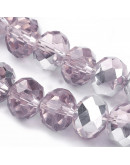 Rondelle faceteado. 8x6 milímetros. PINK PLATED. 1 mm perforación. 70 uds hilo (aproximado).