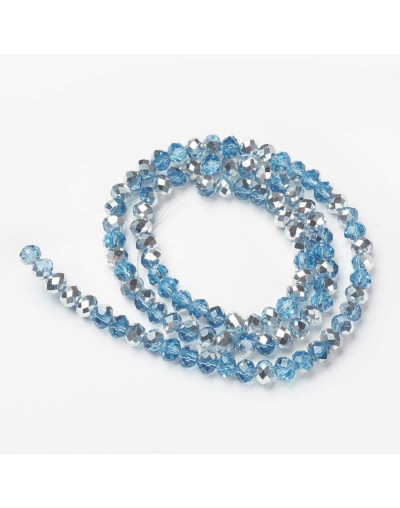 Rondelle faceteado. 8x6 milímetros. BLUE PLATED. 1 mm perforación. 70 uds hilo (aproximado).