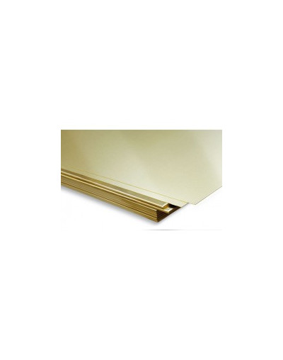 Latón. Lámina o fleje. Calibre 26 (0,40 mm). 18x18 centímetros. Temple 1/4 dureza.