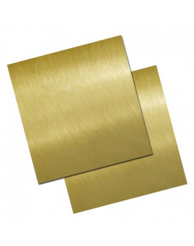 Latón. Lámina o fleje. Calibre 26 (0,40 mm). 18x18 centímetros. Temple 1/4 dureza.