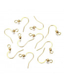 Ganchos aretes. Acero inoxidable. Real 18K Gold. 16x18 mm. 0,7 mm grosor. 2 mm perforación. 10 uds.