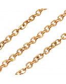 Acero inoxidable. Color dorado. Con cierre. 45 centímetros largo. 1 milímetro grosor. 1 unidad.