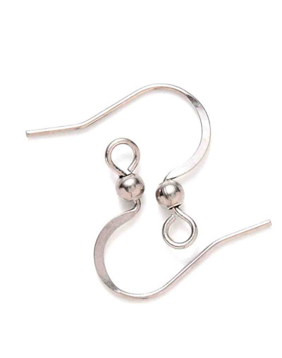 Ganchos aretes. Acero inoxidable. Color plateado. 16x18 mm. 0,7 mm grosor. 2 mm perforación. 10 uds.