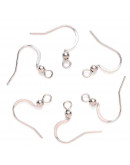 Ganchos aretes. Acero inoxidable. Color plateado. 16x18 mm. 0,7 mm grosor. 2 mm perforación. 10 uds.