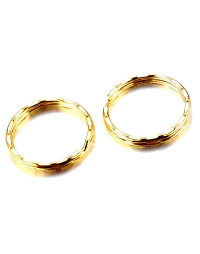Accesorio para llavero. Aleación de cobre. Color dorado. 25 mm diámetro. 1,5 mm grosor. 10 uds.