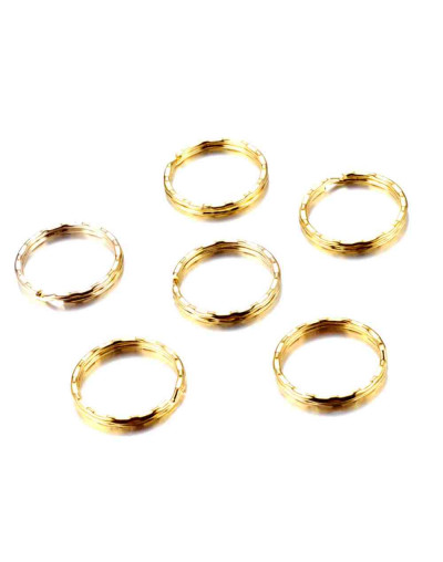 Accesorio para llavero. Aleación de cobre. Color dorado. 25 mm diámetro. 1,5 mm grosor. 10 uds.