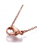 Acero inoxidable. Color gold rose. Con cierre. 45 centímetros largo. 1 milímetro grosor. 1 unidad.