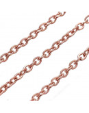 Acero inoxidable. Color gold rose. Con cierre. 45 centímetros largo. 1 milímetro grosor. 1 unidad.