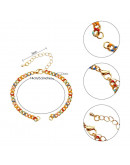 Cadena pulsera. Aleación de cobre+Esmalte. Color dorado. 140 milímetros. Con extensión. Set 4 uds.