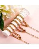 Cadena pulsera. Aleación de cobre+Esmalte. Color dorado. 140 milímetros. Con extensión. Set 4 uds.