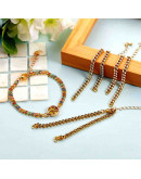 Cadena pulsera. Aleación de cobre+Esmalte. Color dorado. 140 milímetros. Con extensión. Set 4 uds.