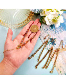 Cadena pulsera. Aleación de cobre+Esmalte. Color dorado. 140 milímetros. Con extensión. Set 4 uds.