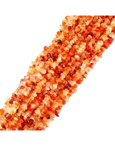 Chips 5-8 milímetros. Agata Red. 0,8 mm perforación. 250 unidades hilo aproximado. 1 hilo.