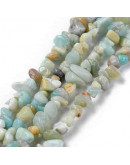 Chips 5-8 milímetros. Amazonita. 0,8 mm perforación. 250 unidades hilo aproximado. 1 hilo.