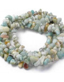 Chips 5-8 milímetros. Amazonita. 0,8 mm perforación. 250 unidades hilo aproximado. 1 hilo.