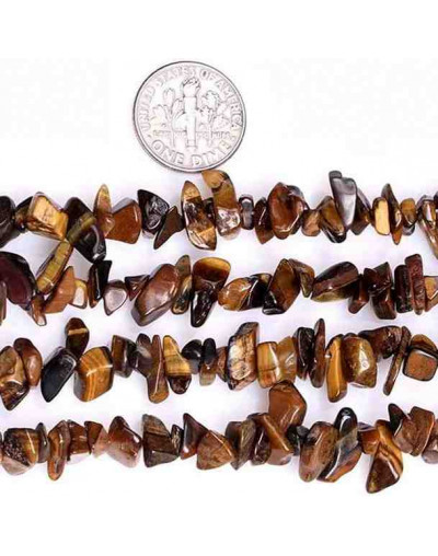 Chips 5-8 milímetros. Ojo de Tigre. Oscuro. 0,8 mm perforación. 250 uds hilo aproximado. 1 hilo.