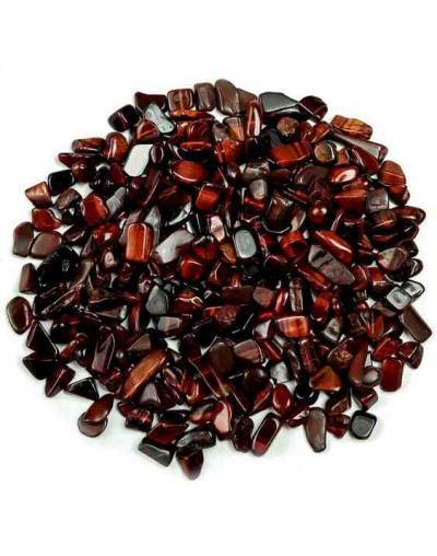 Chips 5-8 milímetros. Ojo de Tigre. Rojizo. 0,8 mm perforación. 250 uds hilo aproximado. 1 hilo.