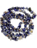Chips 5-8 milímetros. Sodalita. 0,8 mm perforación. 250 unidades hilo aproximado. 1 hilo.