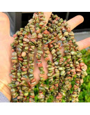 Chips 5-8 milímetros. Unakite. 0,8 mm perforación. 250 unidades hilo aproximado. 1 hilo.