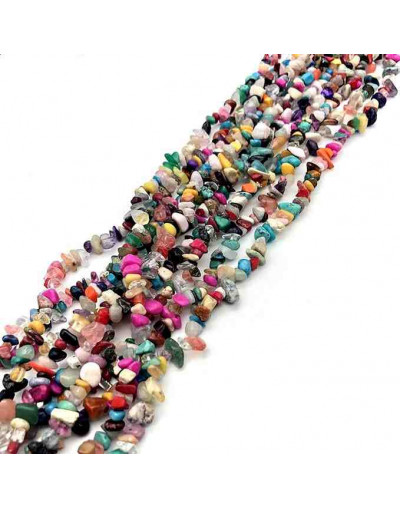 Chips 5-8 milímetros. Varias. 0,8 mm perforación. 250 unidades hilo aproximado. 1 hilo.