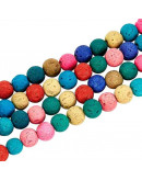 Lava natural. Varios colores. 08 mm diámetro. 1 mm perforación. 45 unidades hilo aprox. 1 hilo. Lava natural. Varios colores. 08 mm diámetro. 1 mm perforación. 45 unidades hilo aprox. 1 hilo.