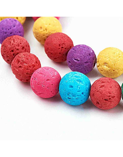 Lava natural. Varios colores. 06 mm diámetro. 1 mm perforación. 60 unidades hilo aprox. 1 hilo.