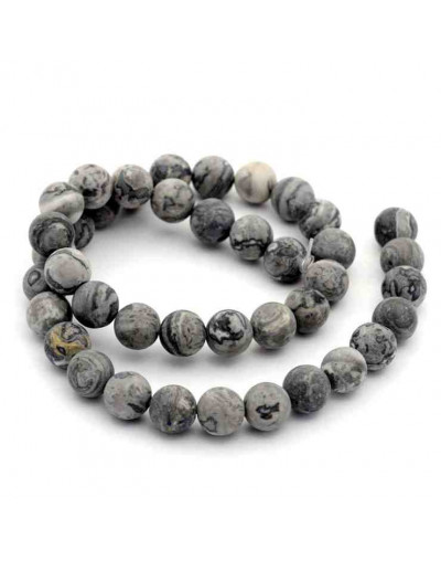 Jásper Picasso. Mate. 08 milímetros diámetro. 1 mm perforación. 45 unidades hilo aproximado. 1 hilo.