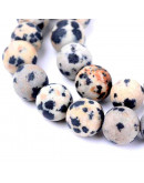 Jásper Dálmata. Mate. 06 milímetros diámetro. 1 mm perforación. 60 unidades hilo aproximado. 1 hilo. Jásper Dálmata. Mate. 06 milímetros diámetro. 1 mm perforación. 60 unidades hilo aproximado. 1 hilo.