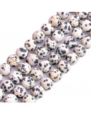 Jásper Dálmata. Mate. 06 milímetros diámetro. 1 mm perforación. 60 unidades hilo aproximado. 1 hilo. Jásper Dálmata. Mate. 06 milímetros diámetro. 1 mm perforación. 60 unidades hilo aproximado. 1 hilo.