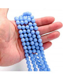 Piedra sintética. Fluorescente. BLUE. 08 mm diámetro. 1 mm perforación. 45 uds hilo aprox. 1 hilo.