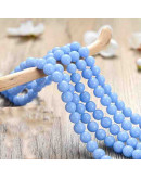 Piedra sintética. Fluorescente. BLUE. 08 mm diámetro. 1 mm perforación. 45 uds hilo aprox. 1 hilo.