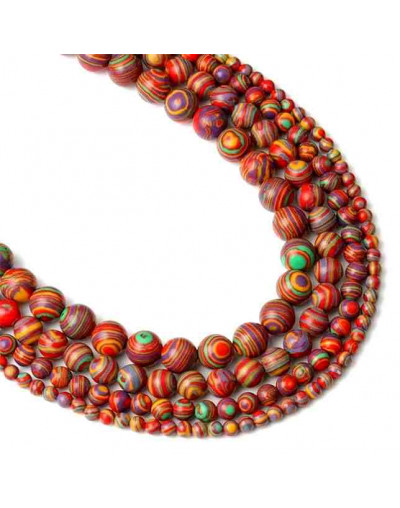 Malaquita sintética. Colorfull. 08 mm diámetro. 1 mm perforación. 45 uds hilo aprox. 1 hilo.