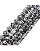 Malaquita sintética. Black. 08 mm diámetro. 1 mm perforación. 45 unidades hilo aprox. 1 hilo.