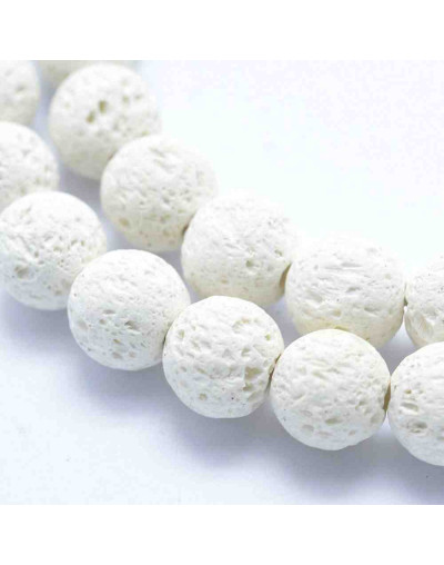 Lava natural. Blanco. 08 milímetros diámetro. 1 mm perforación. 45 unidades hilo aprox. 1 hilo.