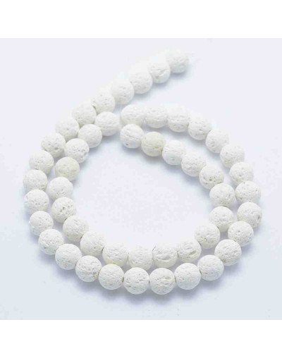 Lava natural. Blanco. 08 milímetros diámetro. 1 mm perforación. 45 unidades hilo aprox. 1 hilo.