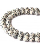 Jásper Dálmata. Mate. 08 milímetros diámetro. 1 mm perforación. 45 unidades hilo aproximado. 1 hilo. Jásper Dálmata. Mate. 08 milímetros diámetro. 1 mm perforación. 45 unidades hilo aproximado. 1 hilo.