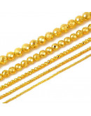 Hematite sintético. Dorado. Faceteado. 06 mm diámetro. 1 mm perforación. 60 uds hilo (aproximado). Hematite sintético. Dorado. Faceteado. 06 mm diámetro. 1 mm perforación. 60 uds hilo (aproximado).
