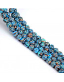 Malaquita sintética. Tonos azules. 06 mm diámetro. 1 mm perforación. 60 uds hilo aprox. 1 hilo.