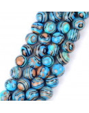 Malaquita sintética. Tonos azules. 08 mm diámetro. 1 mm perforación. 45 uds hilo aprox. 1 hilo.