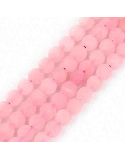 Cuarzo Rosa. Mate. 06 mm diámetro. 1 mm perforación. 60 unidades hilo aproximado. 1 hilo.