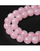 Cuarzo Rosa. Faceteado. 04 mm diámetro. 1 mm perforación. 90 unidades hilo aproximado. 1 hilo.