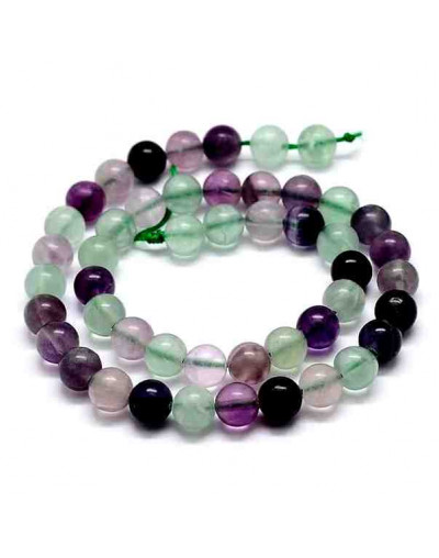 Fluorita. Multicolor. 04 milímetros diámetro. 1 mm perforación. 90 unidades hilo aproximado. 1 hilo.