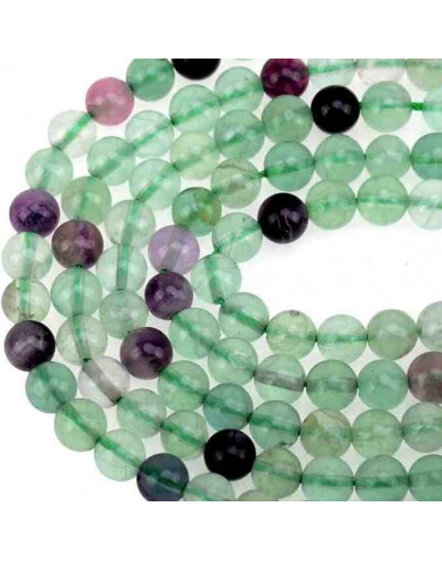 Fluorita. Multicolor. 06 milímetros diámetro. 1 mm perforación. 60 unidades hilo aproximado. 1 hilo.