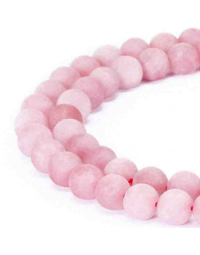 Cuarzo Rosa. Mate. 12 mm diámetro. 1 mm perforación. 30 unidades hilo aproximado. 1 hilo.