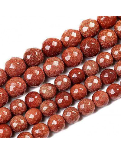 Aventurina Café. Faceteada. 08 mm diámetro. 1 mm perforación. 45 unidades hilo aprox. 1 hilo.