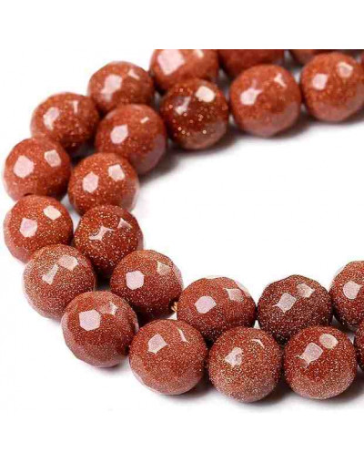 Aventurina Café. Faceteada. 08 mm diámetro. 1 mm perforación. 45 unidades hilo aprox. 1 hilo.